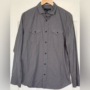 Banana Republic Slim Fit Utility Shirt M Gray Stretch Button Down M’s Snap Pocks